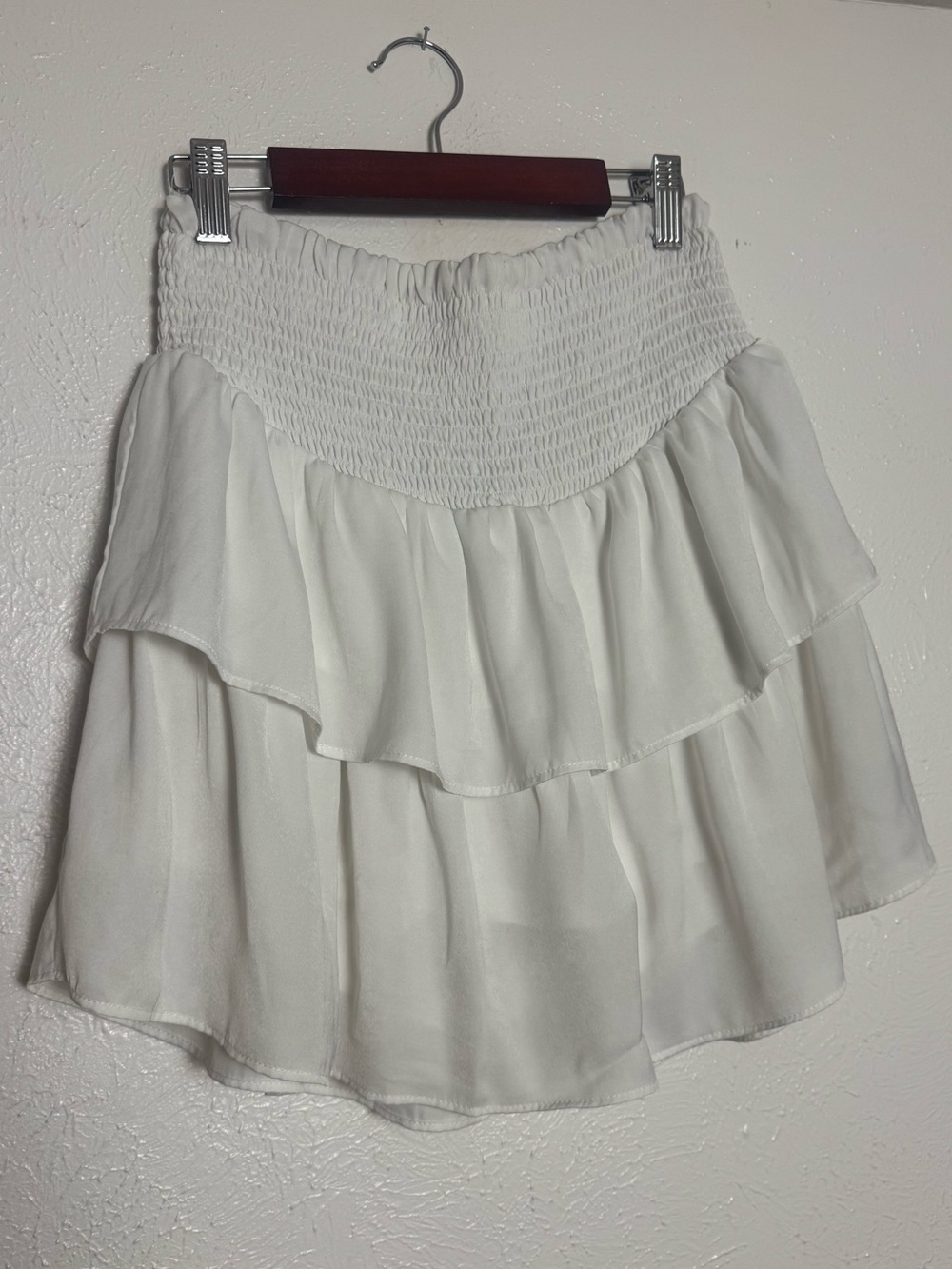 Altard State White Ruffle Smocked Tiered Skort